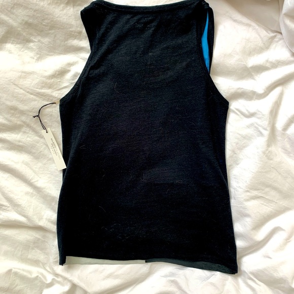 Leather colour block tank top - Picture 2 of 4